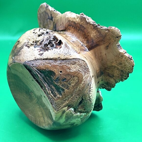 Rustic Artisan Burl Wood Jar Oil Candle Glass Insert Natural Edge Turned Vessel - Picture 9 of 12